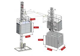 Schéma d'encombrements Ascenseur de chantier 2 000 kg/22 personnes